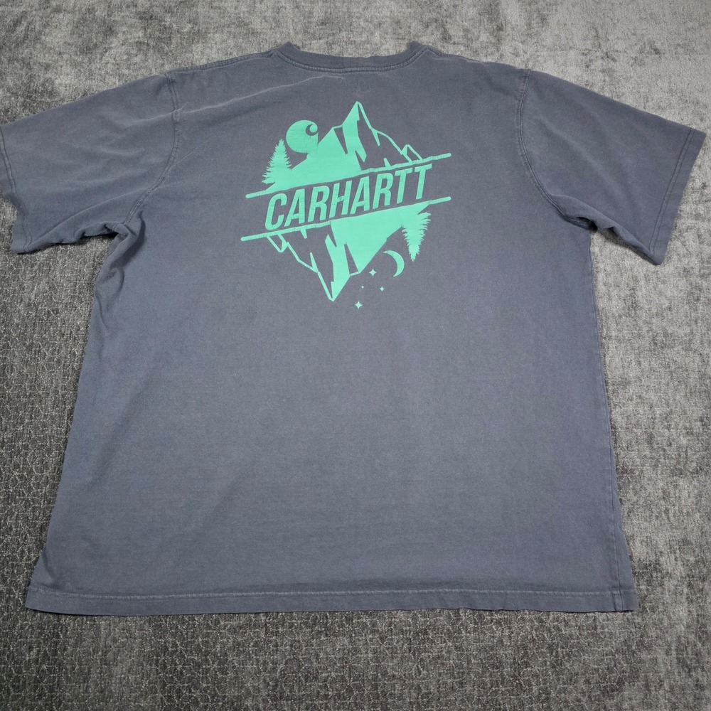 Carhartt Mens 2XL XXL Relaxed Fit Pocket T-Shirt Gray Mountain Graphic Workwear